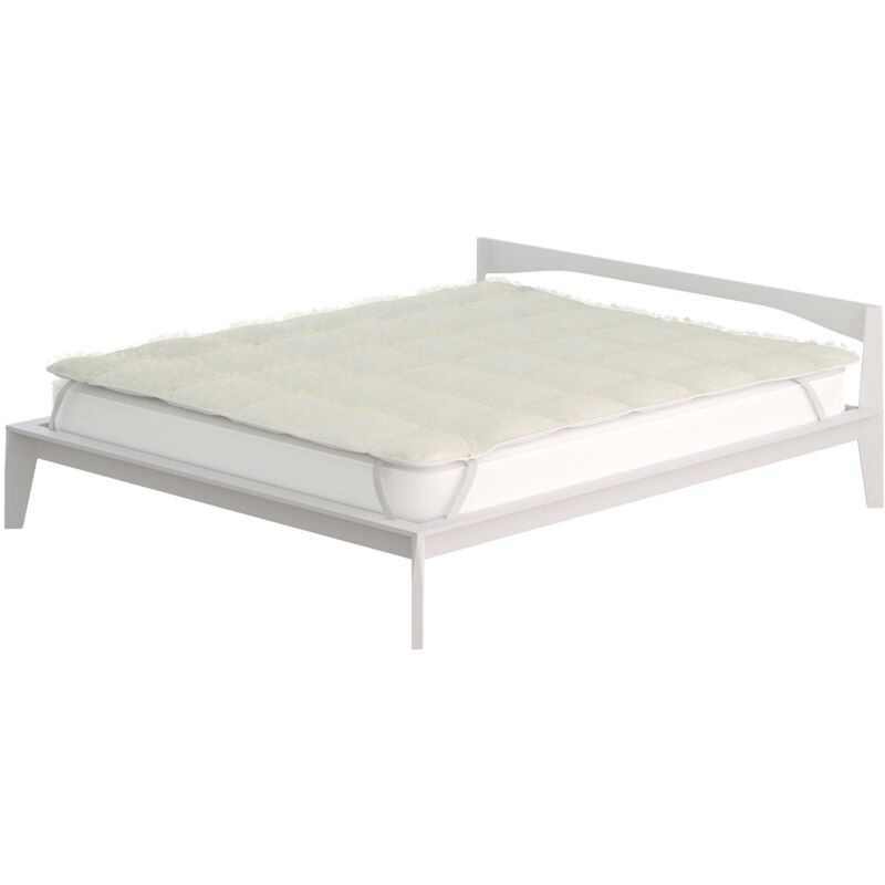 foto del prodotto giordanoshop topper matrimoniale trapuntato 300 gr mq con elastici sherpa bianco