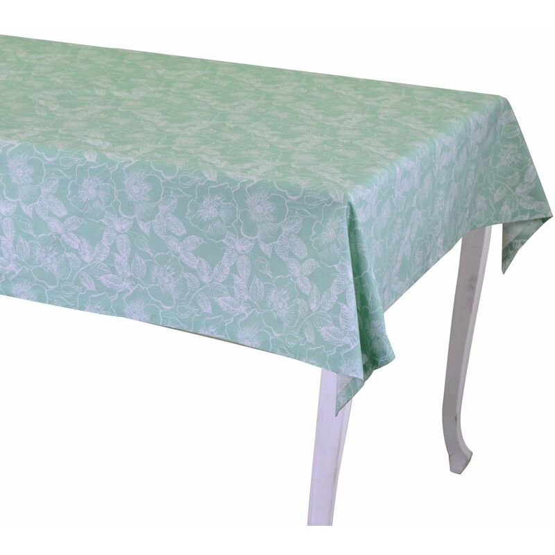 foto del prodotto giordanoshop tovaglia rettangolare 140x180 cm in cotone 180 gsm tessuto wild rose verde acqua