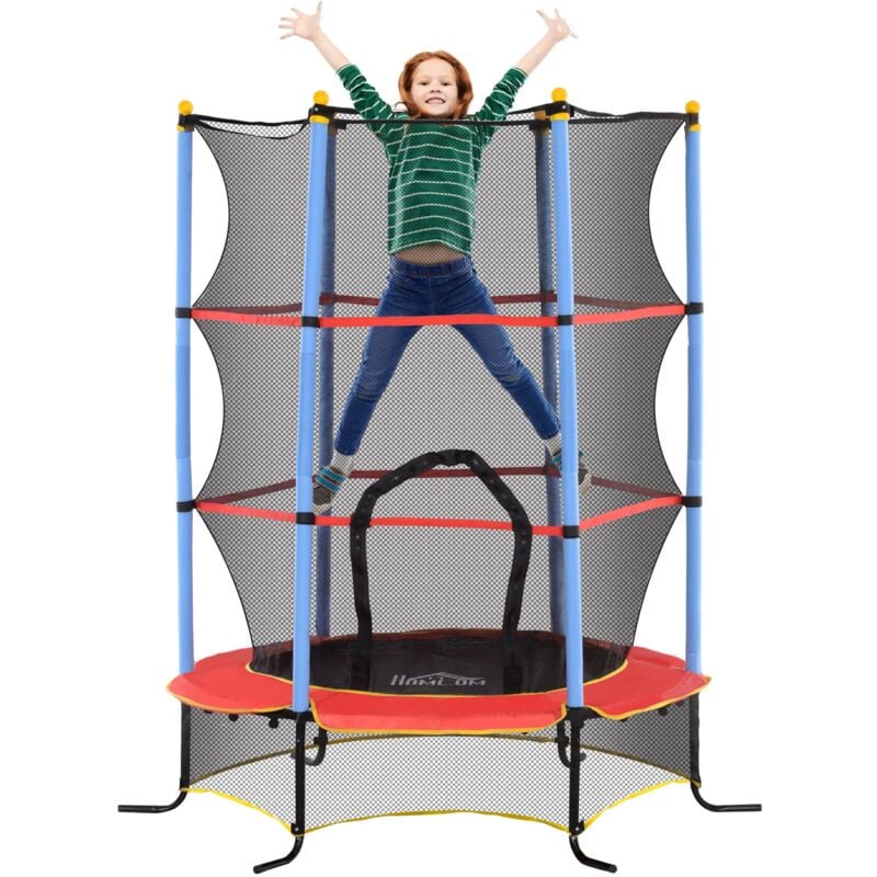 foto del prodotto giordanoshop - trampolino elastico per bambini da 3 anni 175 cm con rete di protezione multicolore