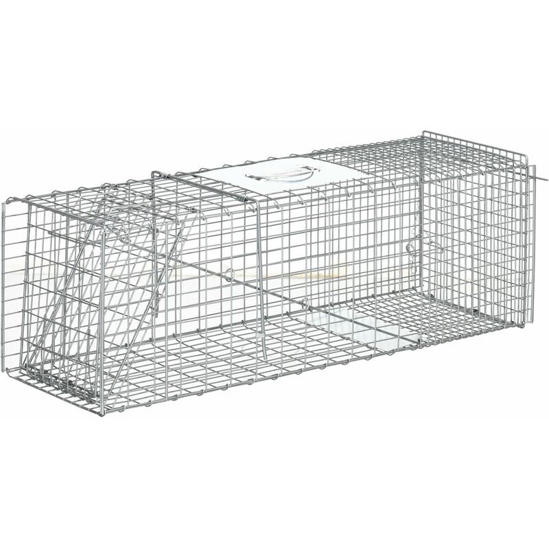 foto del prodotto giordanoshop trappola per animali vivi 93x31x34,5 cm in acciaio argento