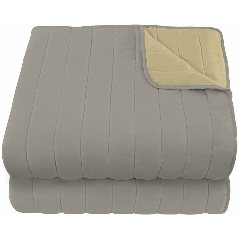 foto del prodotto giordanoshop trapuntino double face matrimoniale 100gr in microfibra panna grigio chiaro