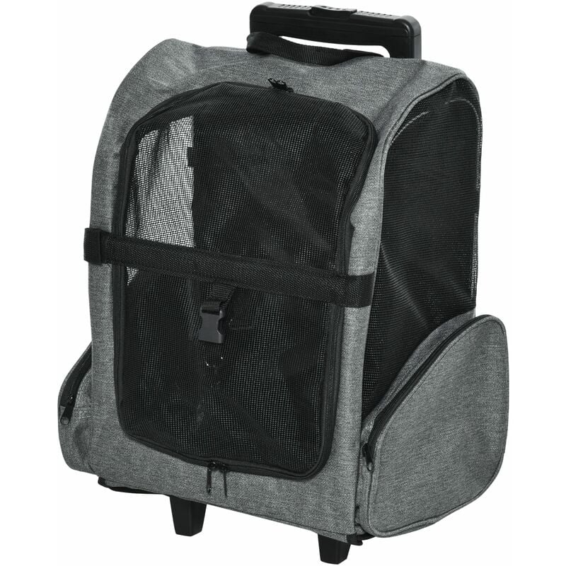 foto del prodotto giordanoshop trolley zaino trasportino per cani e gatti 42x25x55 cm in oxford con rete traspirante grigio