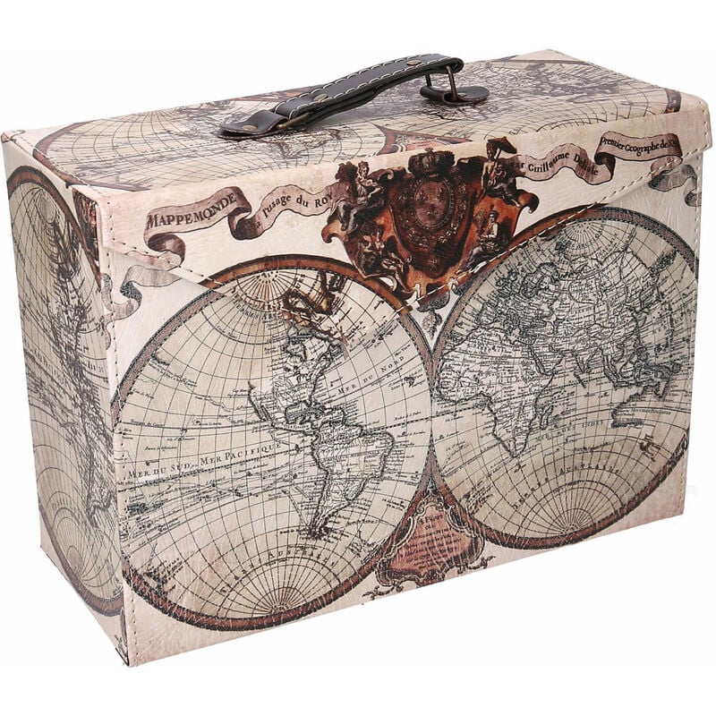 foto del prodotto giordanoshop valigia in similpelle mappamondo rettangolare cm 34x24xh14,5