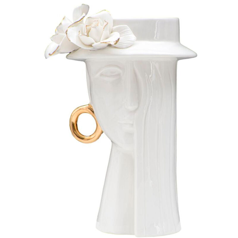 foto del prodotto giordanoshop vaso woman elegant 15x13,3x23,5 cm porcellana bianco e oro