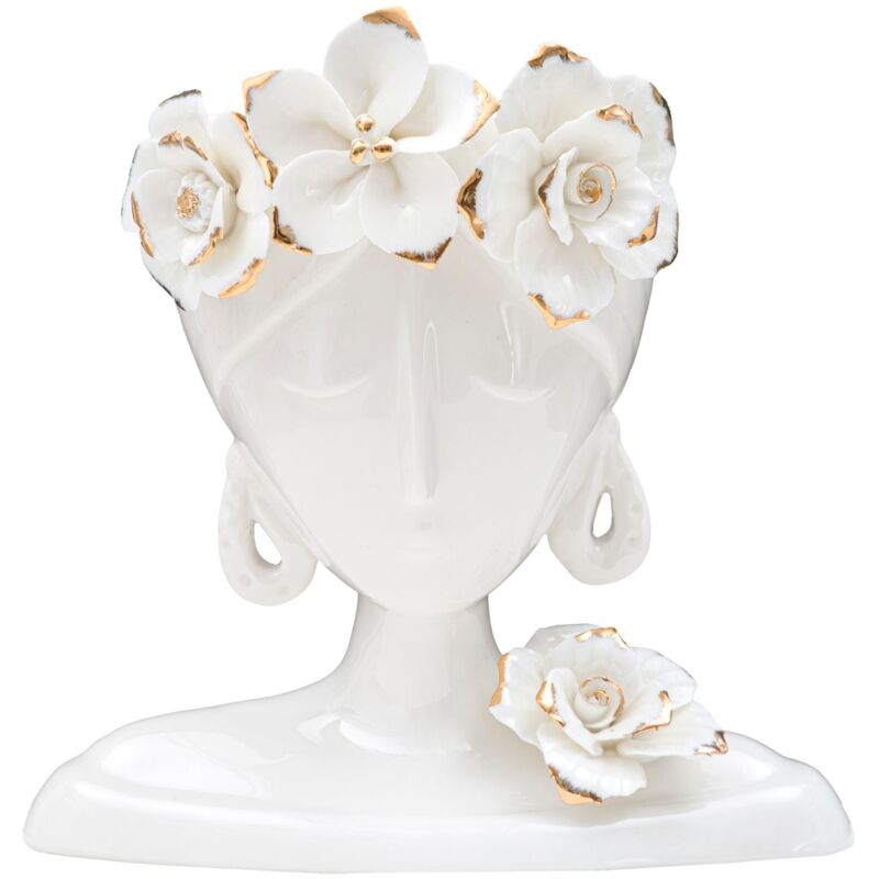 foto del prodotto giordanoshop vaso woman young 21,7x14x21 cm porcellana bianco e oro