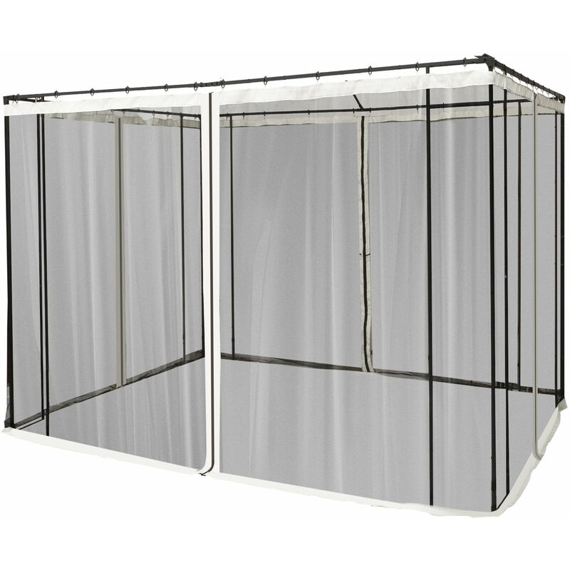 foto del prodotto giordanoshop zanzariera per gazebo tende di ricambio universale 302x207 cm con cerniere nero beige