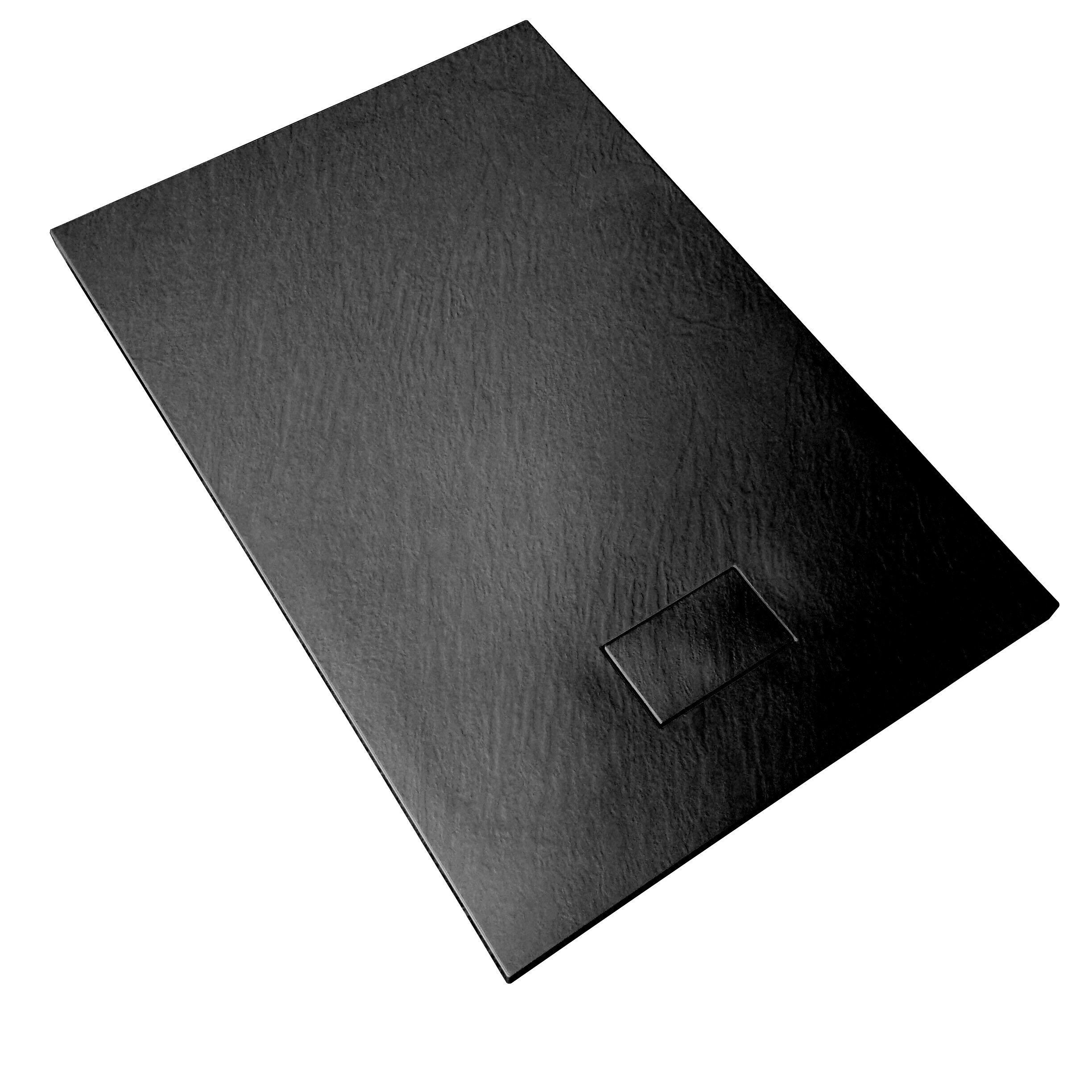 foto del prodotto giorgy piatto doccia in smc vetroresina effetto pietra h 2,6 cm con piletta di scarico inclusa 70 150 nero