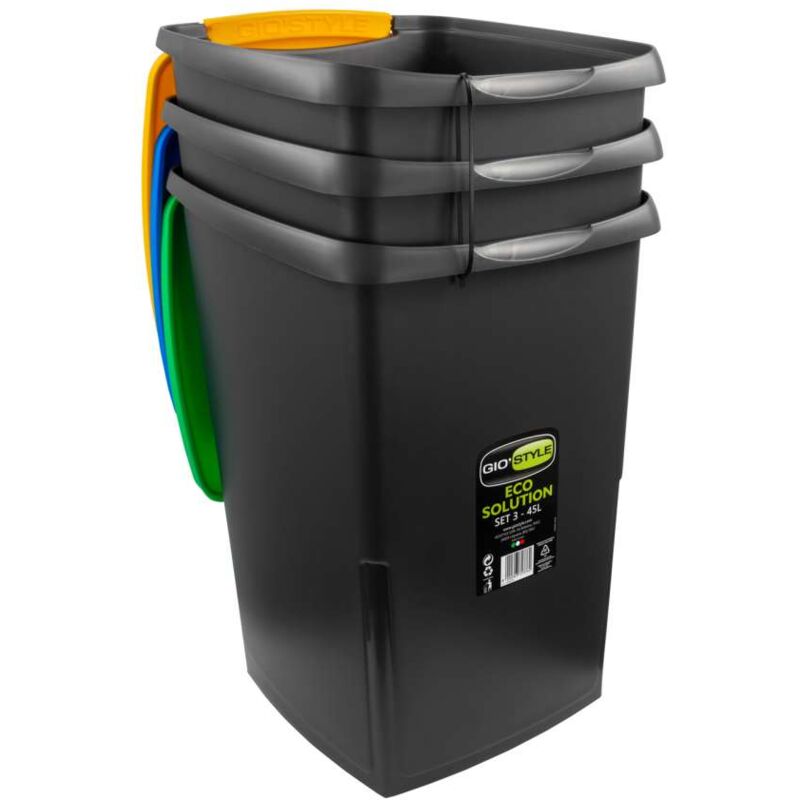 foto del prodotto giostyle pattumiere per raccolta differenziata nero giallo verde azzurro 45l