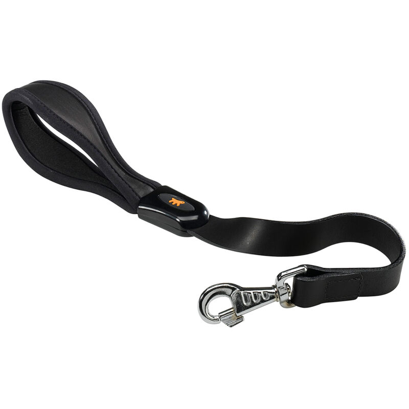 foto del prodotto giotto black gm 25 60 guinzaglio corto in vera pelle con impugnatura ergonomica. colore nero.. variante gm25 60 misure 25 mm x l 60 cm nero