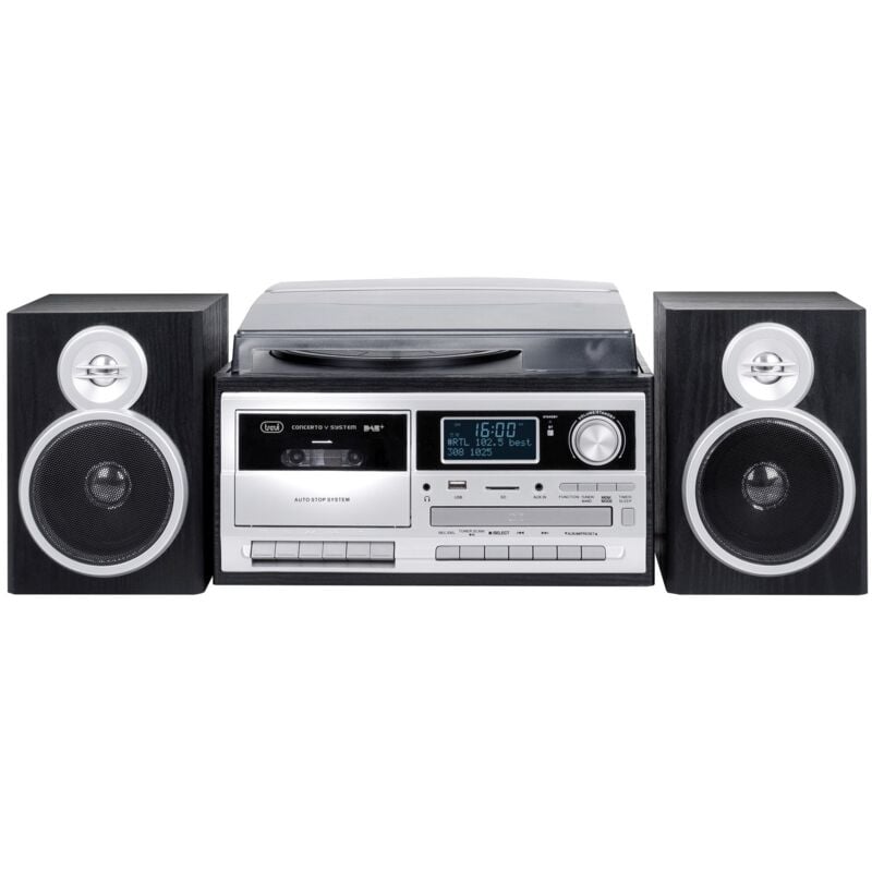 foto del prodotto giradischi stereo tt 1072 dab wireless 25w nero con radio e lettore cd - trevi