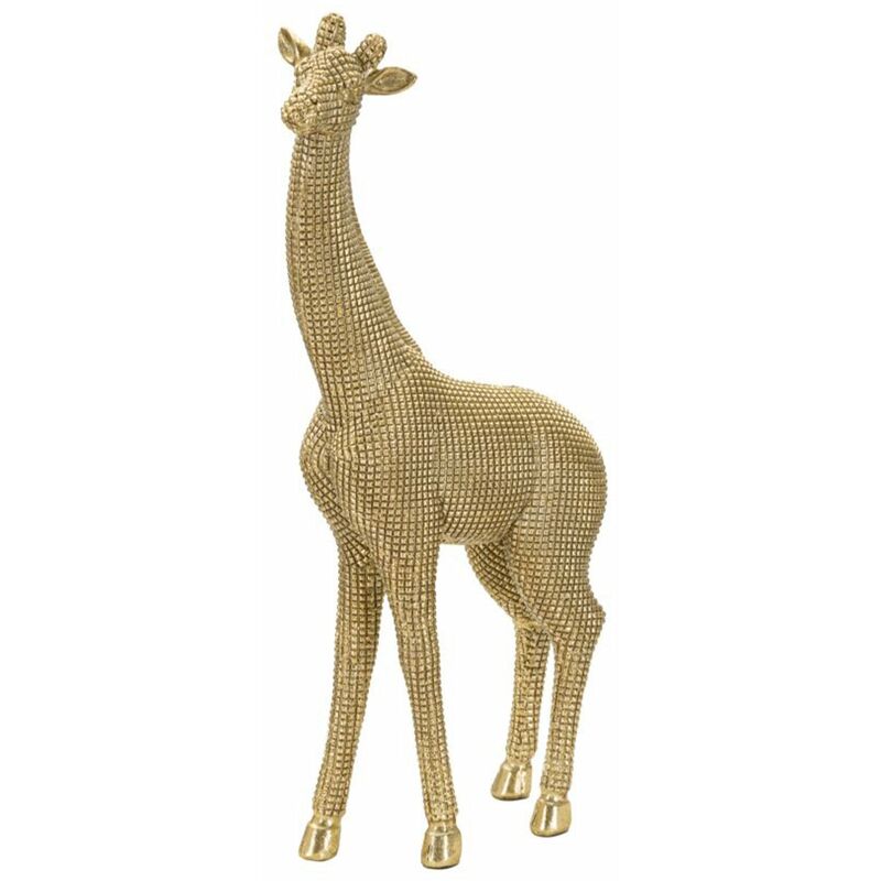 foto del prodotto giraffa decorativa in poliresina colore oro per decorazioni ambienti in movimento