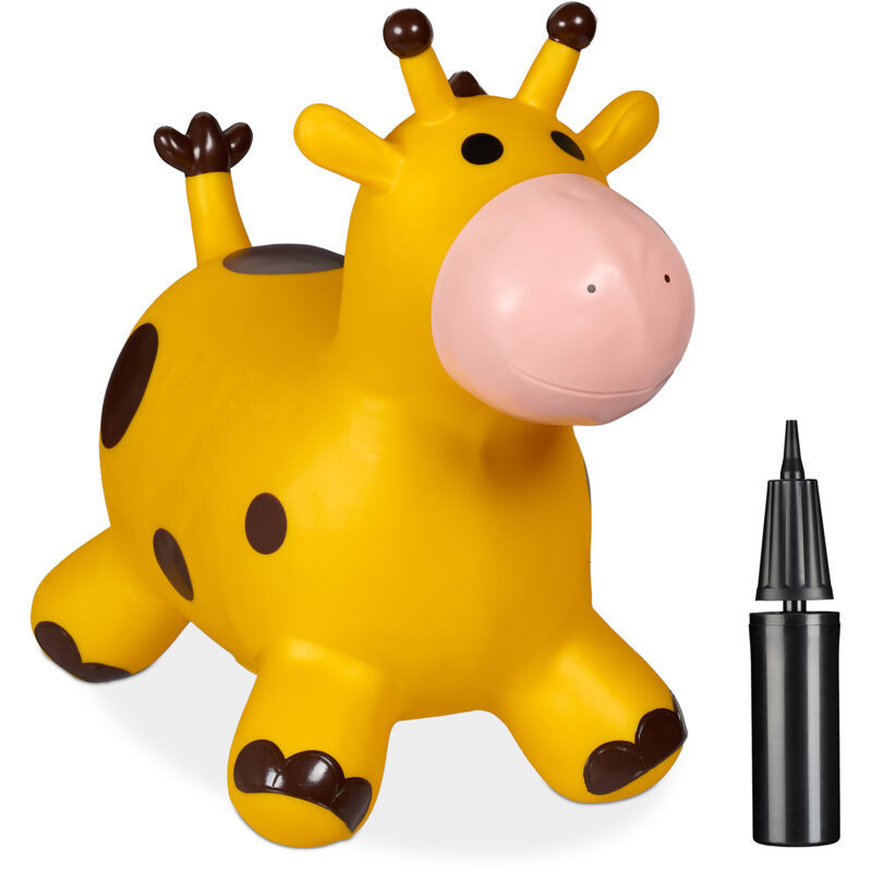 foto del prodotto giraffa gonfiabile per bambini, animale saltellante, peso max. 50 kg, senza bpa, 3 anni, pompa manuale, giallo relaxdays