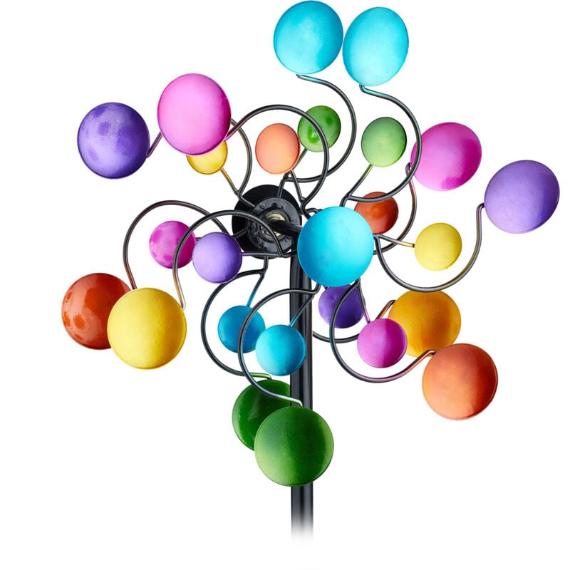 foto del prodotto girandola a vento in ferro, mulino doppio, giardino e balcone, gioco per bambini, hlp 119x33x15,5 cm, colorato relaxdays