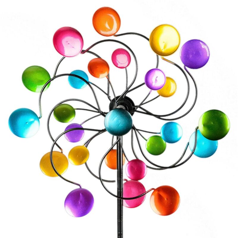 foto del prodotto girandola colorata per giardino in metallo scacciapensieri mulino a vento 126 cm