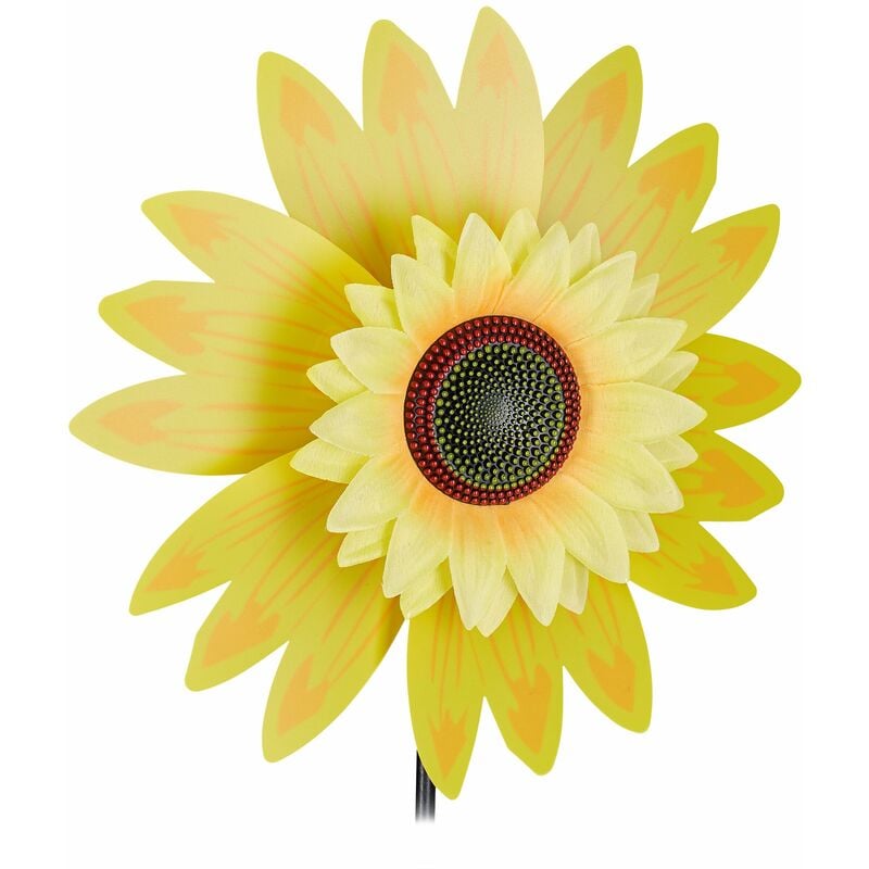 foto del prodotto girandola con fiore, fiore decorativo per bambini, balcone, terrazza e giardino, segnavento, h 70 cm, gialla relaxdays