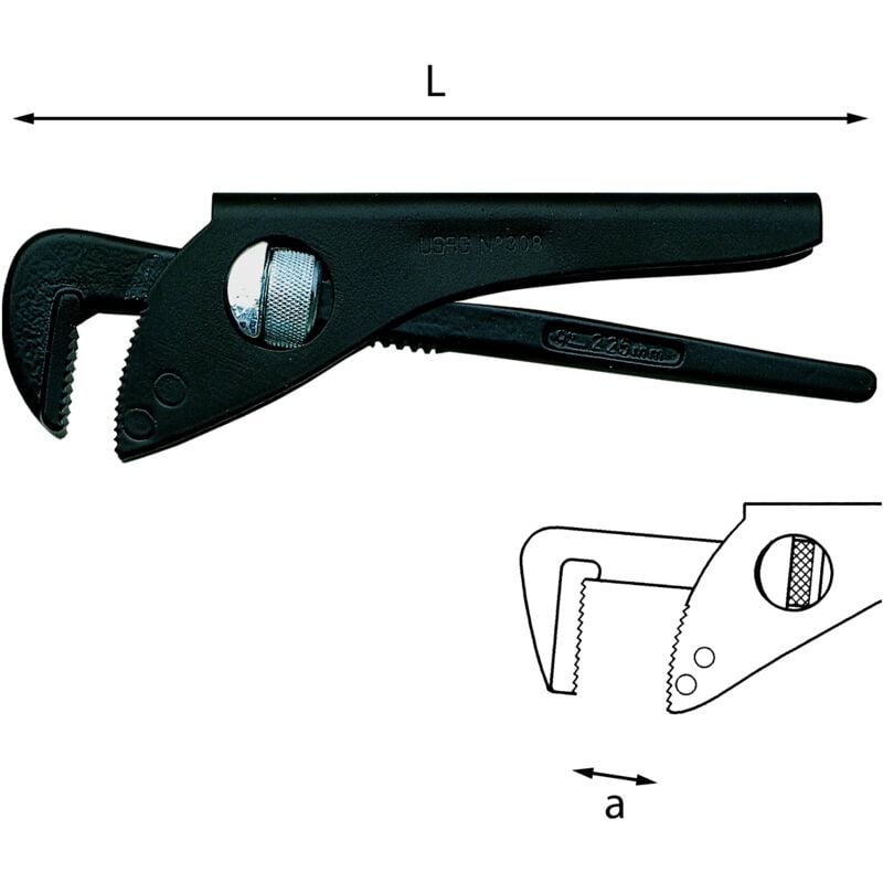 foto del prodotto giratubi leggero con ganasce a 90 gradi lungo 275mm usag u03080003