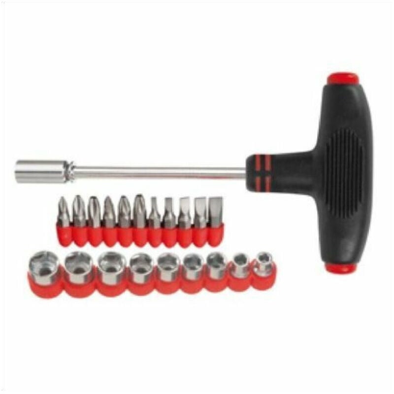 foto del prodotto giravite cacciavite a t multifunzione con 9 chiavi a bussola e 11 punte - - trade shop traesio