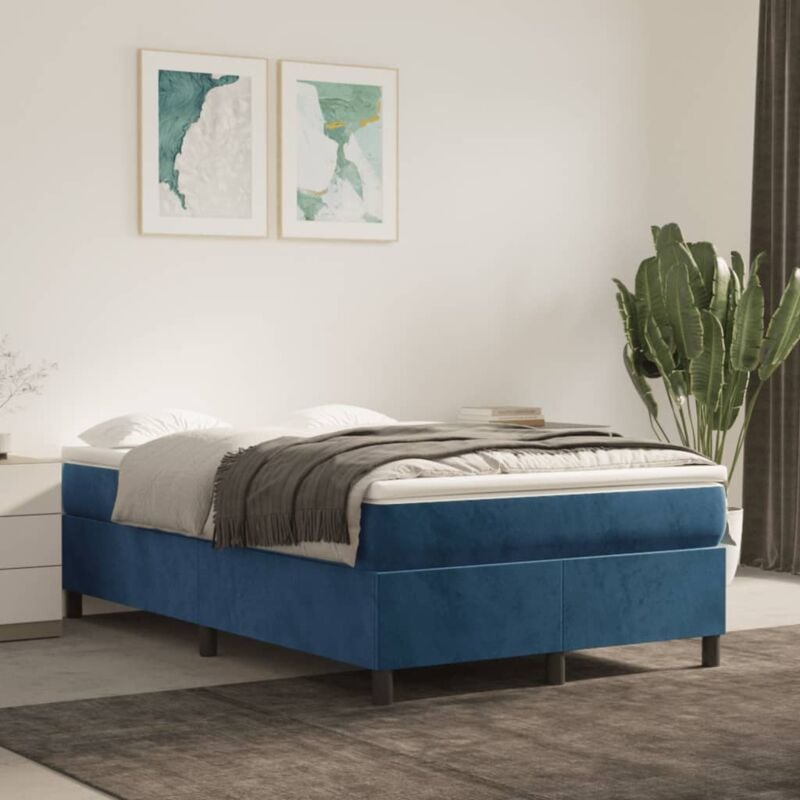 foto del prodotto giroletto a molle blu scuro 120x200 cm in velluto