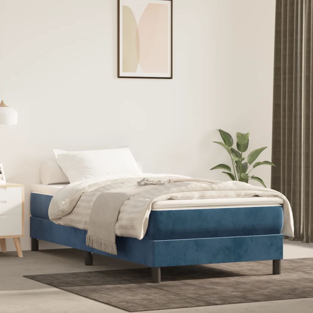foto del prodotto giroletto a molle blu scuro 80x200 cm in velluto cod mxl 62240