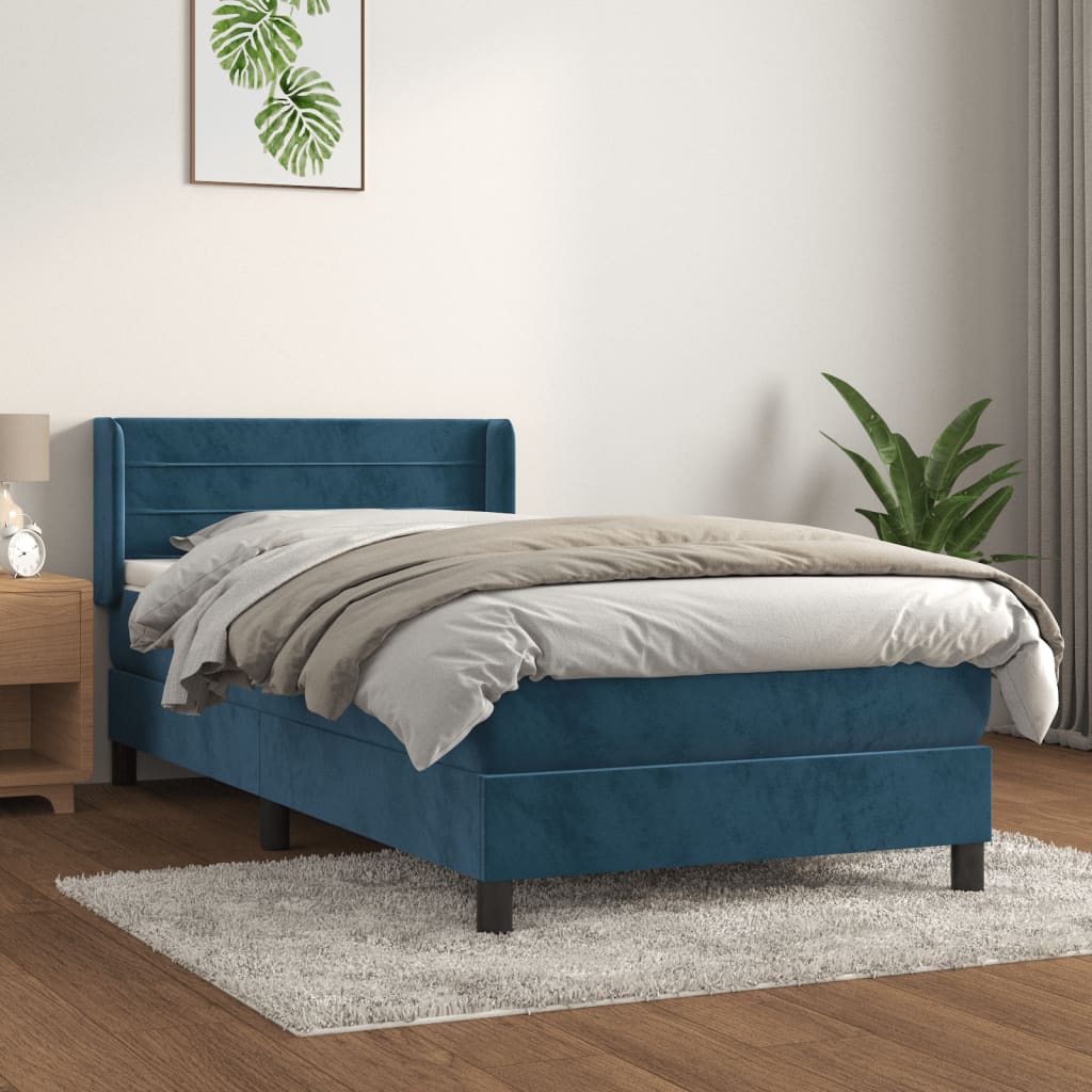 foto del prodotto giroletto a molle con materasso blu scuro 80x200 cm in velluto cod mxl 64090