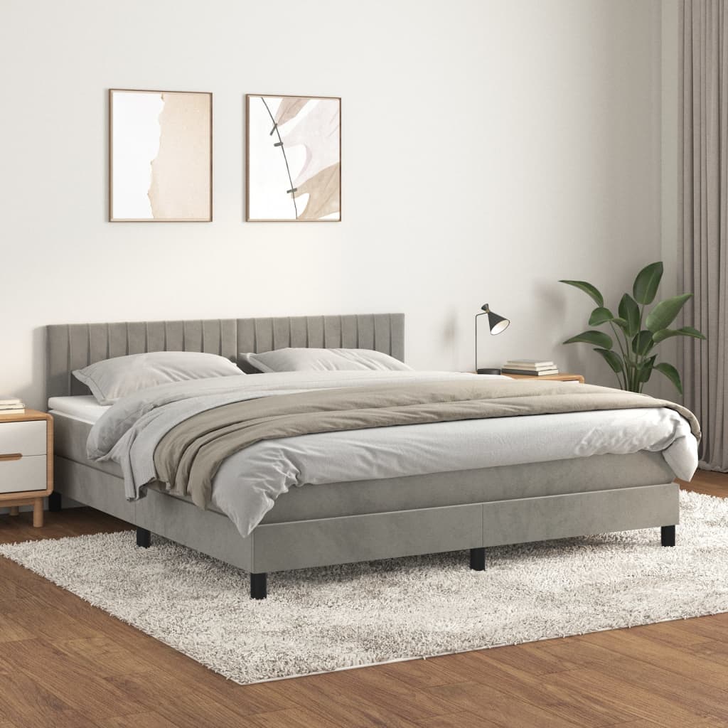 foto del prodotto giroletto a molle con materasso grigio chiaro 180x200cm vellutocod mxl 75675