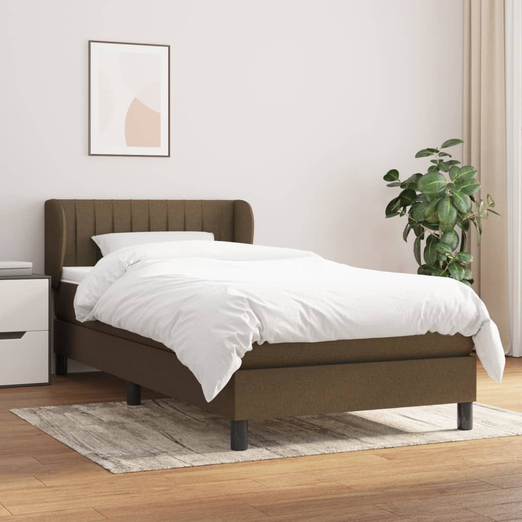 foto del prodotto giroletto a molle con materasso marrone scuro 90x190cm tessuto cod mxl 34686