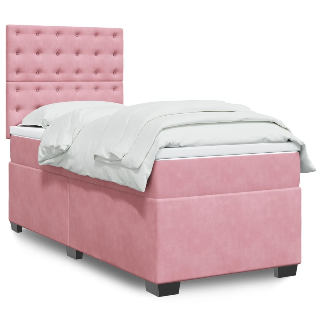 foto del prodotto giroletto a molle con materasso rosa 90x190 cm in velluto