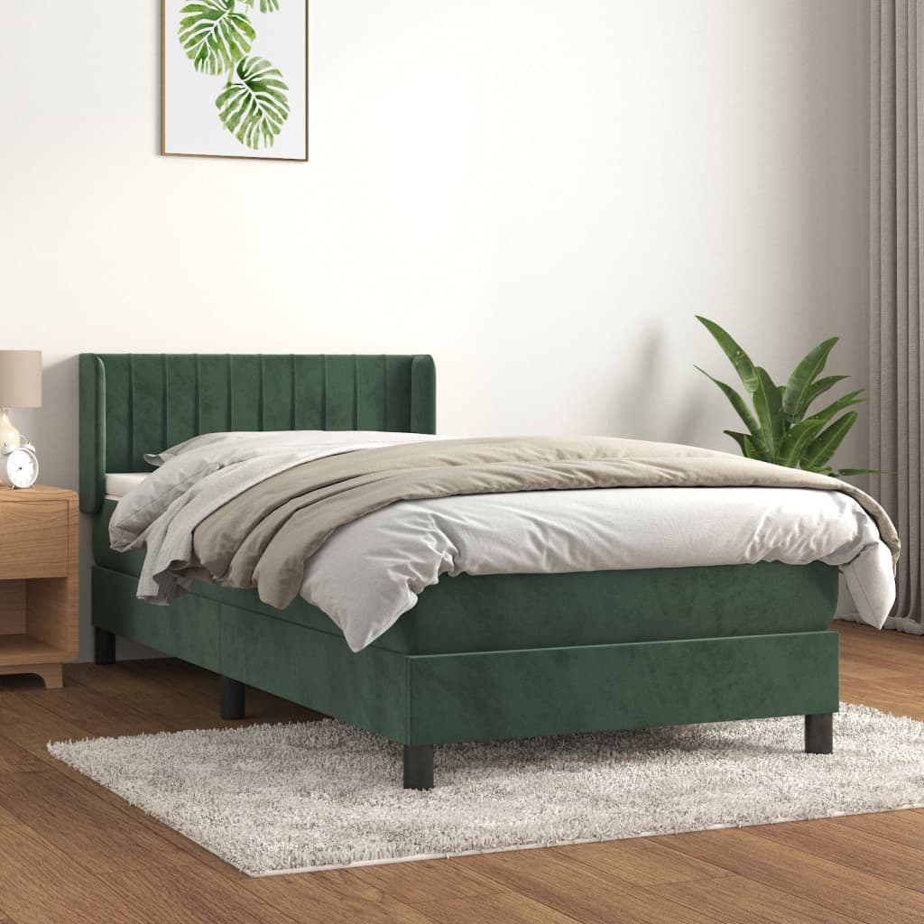 foto del prodotto giroletto a molle con materasso verde scuro 80x200 cm velluto cod mxl 56496