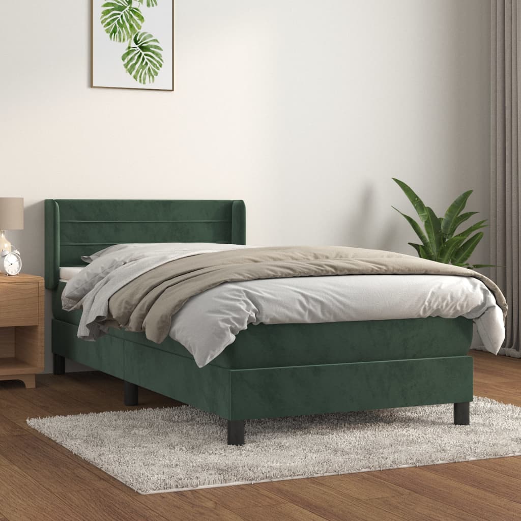 foto del prodotto giroletto a molle con materasso verde scuro 80x200 cm vellutocod mxl 74541