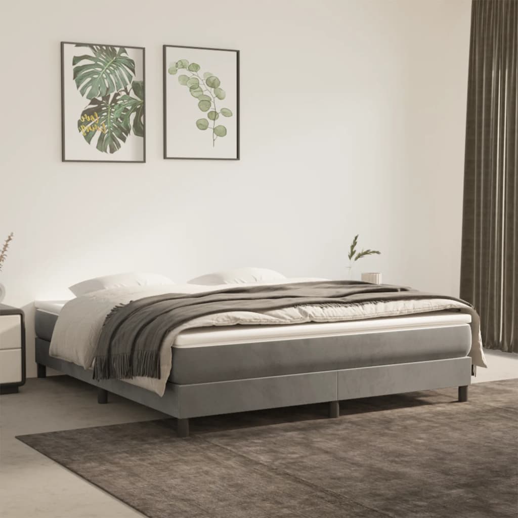 foto del prodotto giroletto a molle grigio chiaro 180x200 cm in velluto
