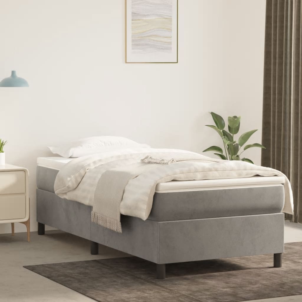 foto del prodotto giroletto a molle grigio chiaro 80x200 cm in velluto cod mxl 62786