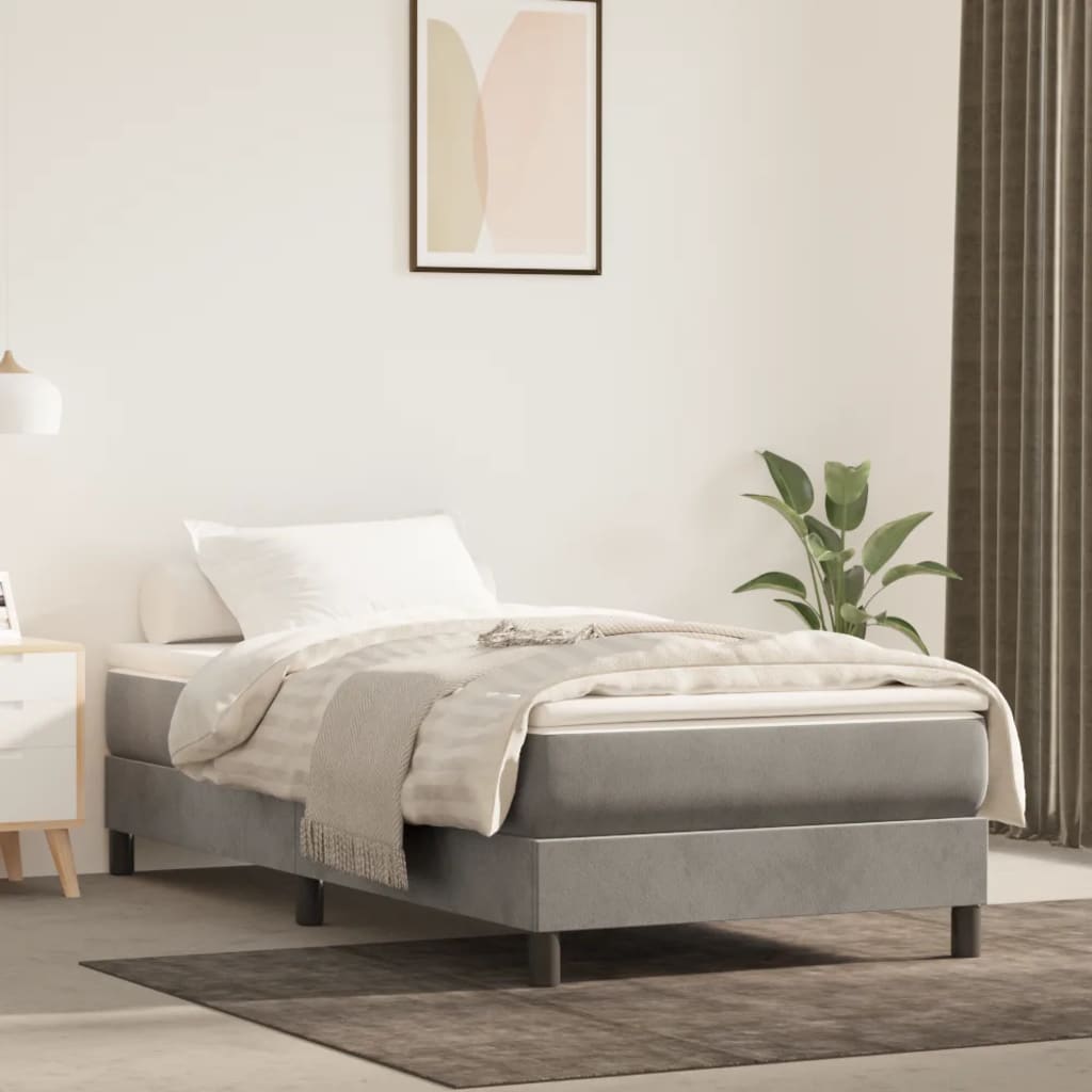foto del prodotto giroletto a molle grigio chiaro 90x190 cm in velluto cod mxl 63133