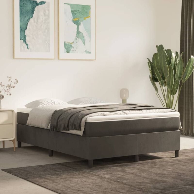 foto del prodotto giroletto a molle grigio scuro 140x200 cm in velluto cod mxl 65773