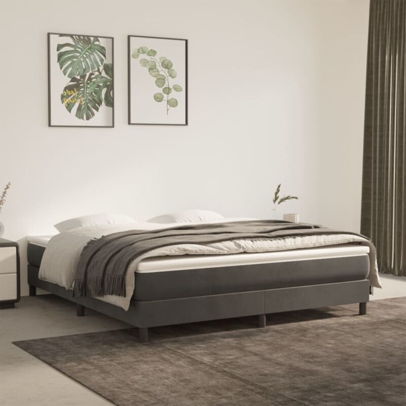 foto del prodotto giroletto a molle grigio scuro 180x200 cm in velluto cod mxl 43838