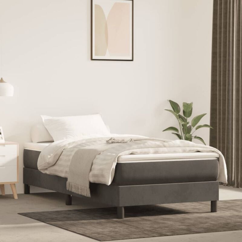 foto del prodotto giroletto a molle grigio scuro 80x200 cm in velluto