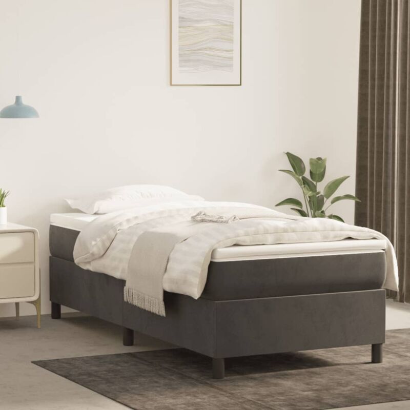 foto del prodotto giroletto a molle grigio scuro 90x190 cm in velluto