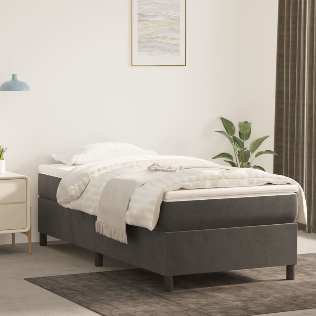 foto del prodotto giroletto a molle grigio scuro 90x190 cm in velluto cod mxl 61404