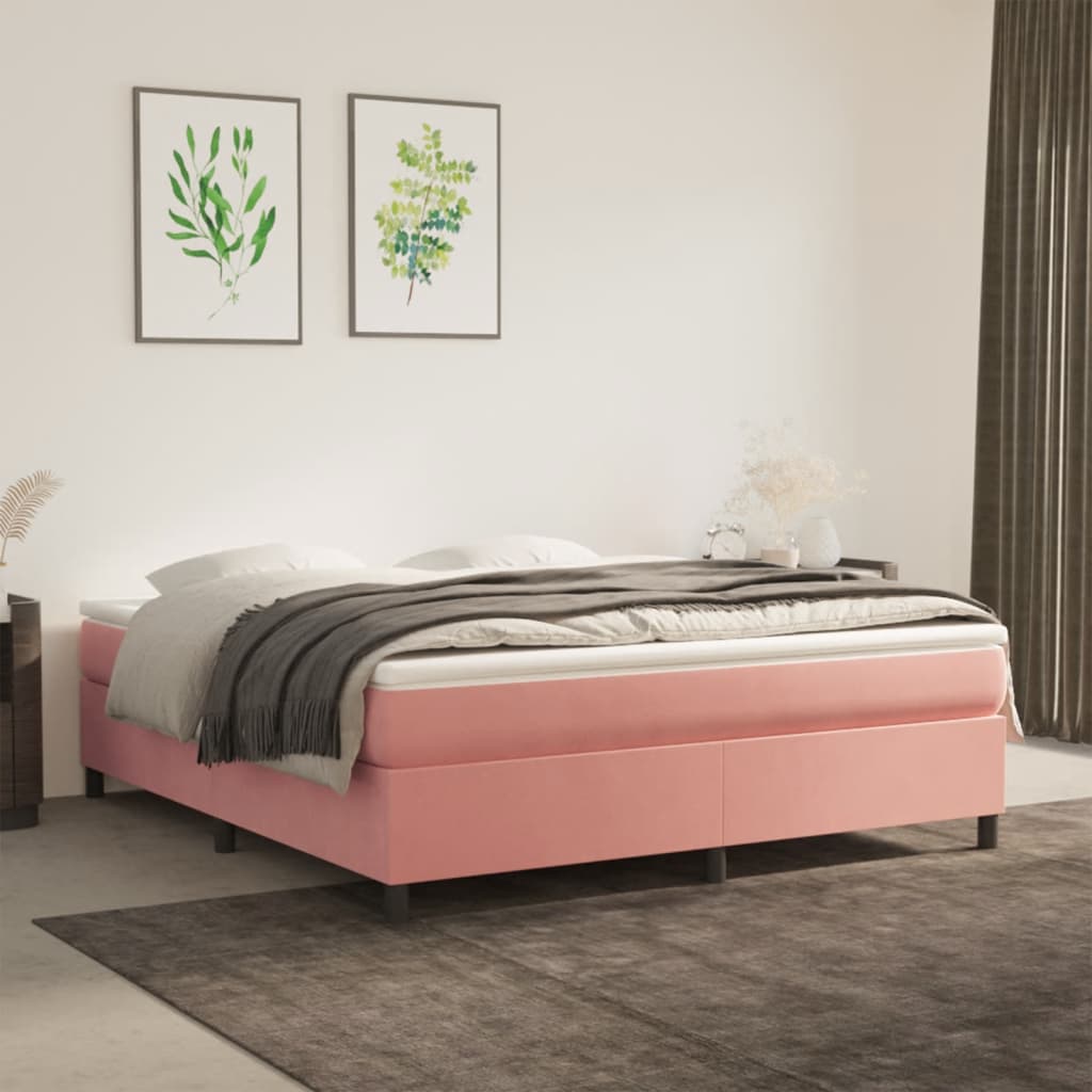 foto del prodotto giroletto a molle rosa 180x200 cm in velluto cod mxl 63186