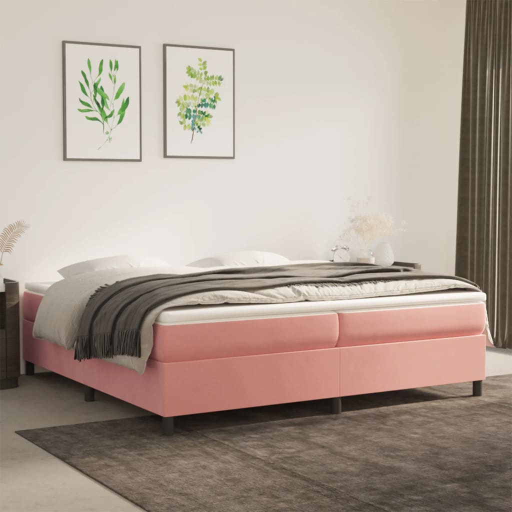 foto del prodotto giroletto a molle rosa 200x200 cm in velluto cod mxl 62679