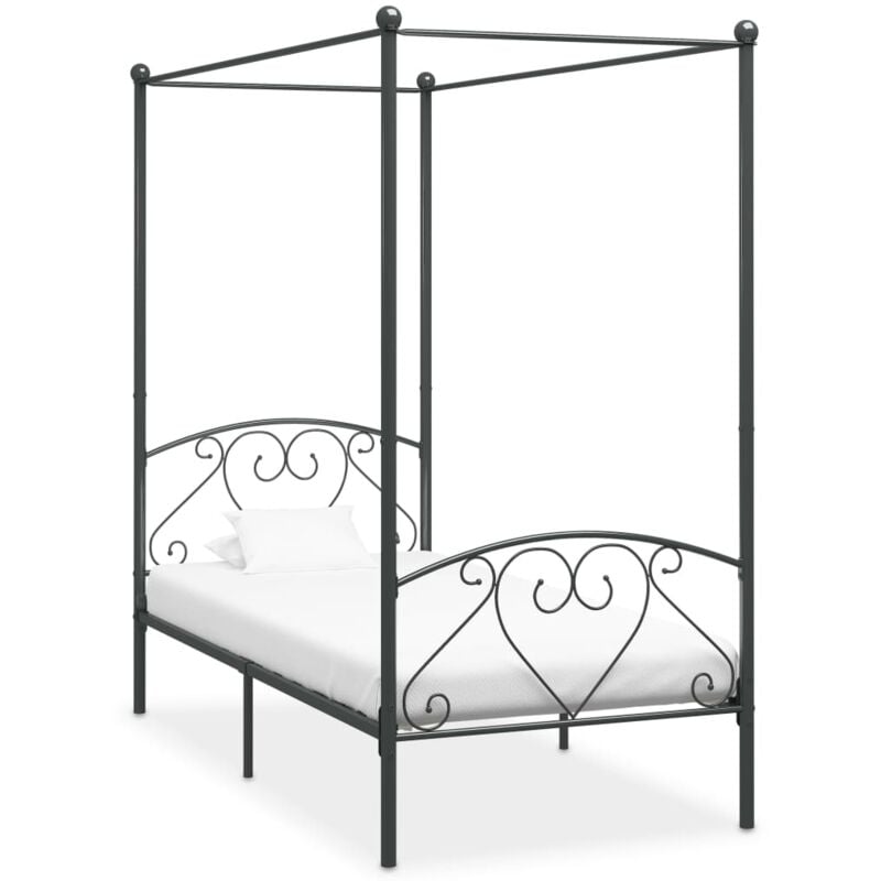 foto del prodotto giroletto baldacchino senza materasso grigio metallo 90x200 cm - vidaxl