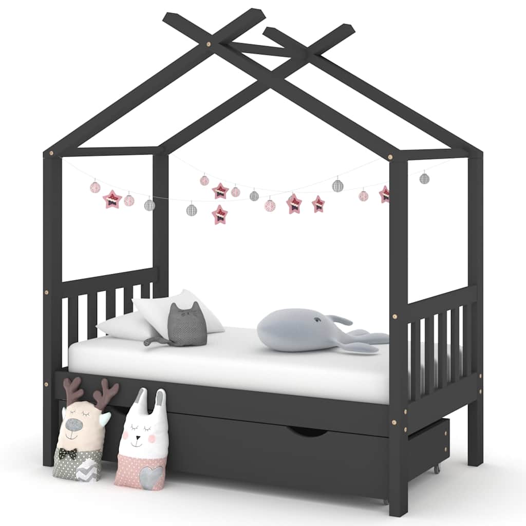 foto del prodotto giroletto bambini cassetto grigio scuro pino massello 70x140 cm cod mxl 55818