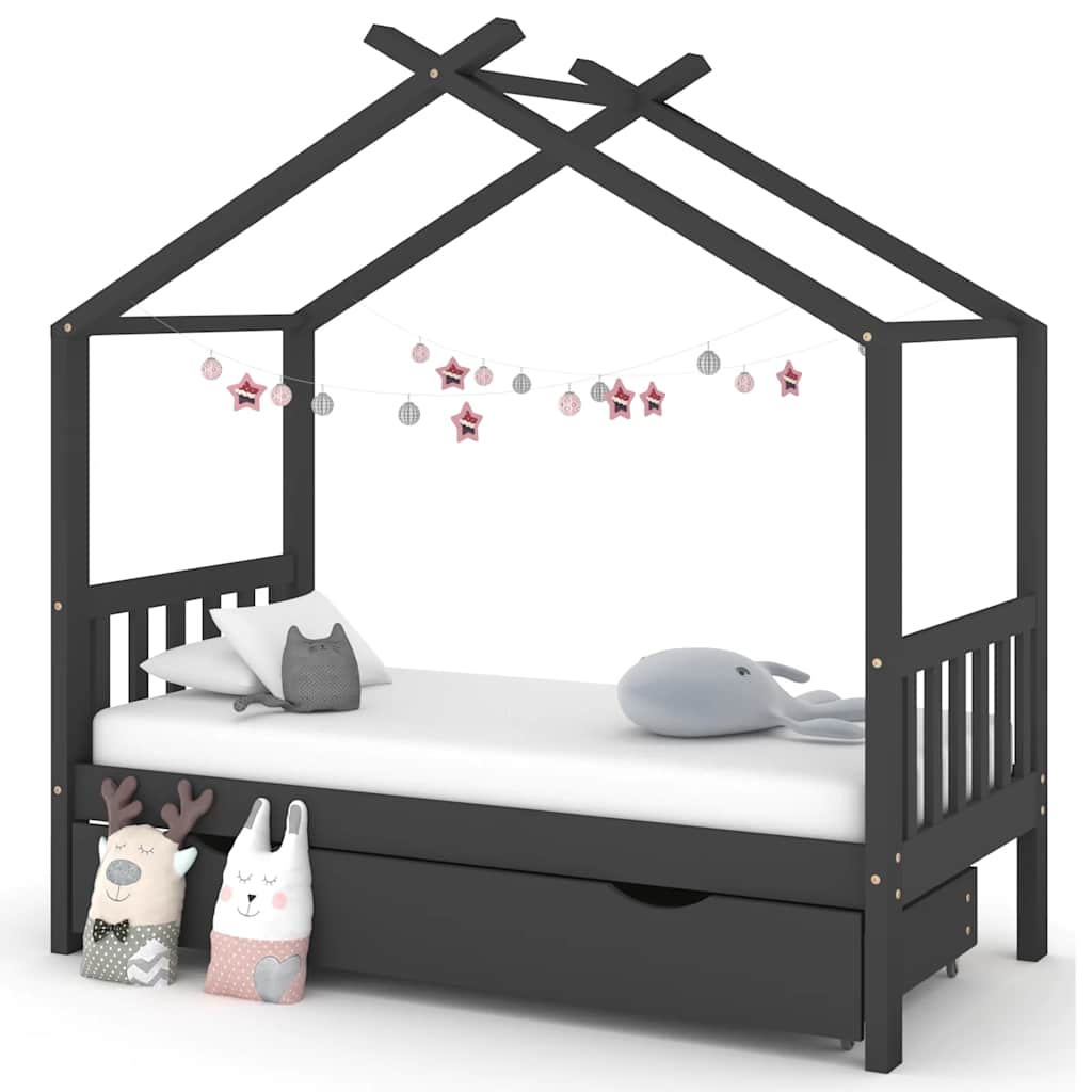 foto del prodotto giroletto bambini cassetto grigio scuro pino massello 80x160cm cod mxl 55819
