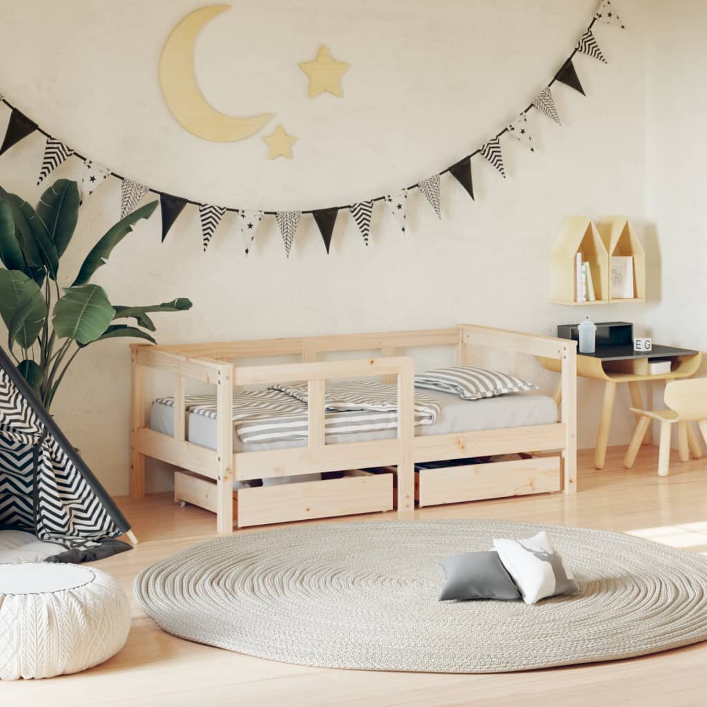 foto del prodotto giroletto bambini con cassetti 70x140 cm legno massello di pino
