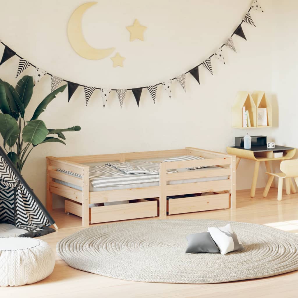 foto del prodotto giroletto bambini con cassetti 70x140 cm legno massello di pinocod mxl 103673