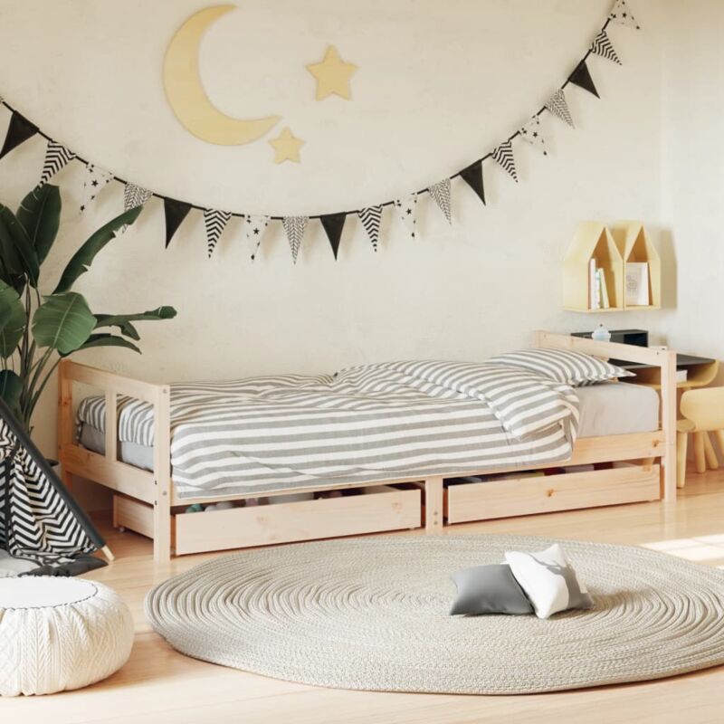 foto del prodotto giroletto bambini con cassetti 80x200 cm legno massello di pino vidaxl