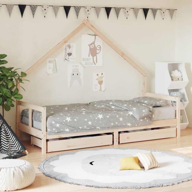 foto del prodotto giroletto bambini con cassetti 80x200 cm legno massello di pino vidaxl