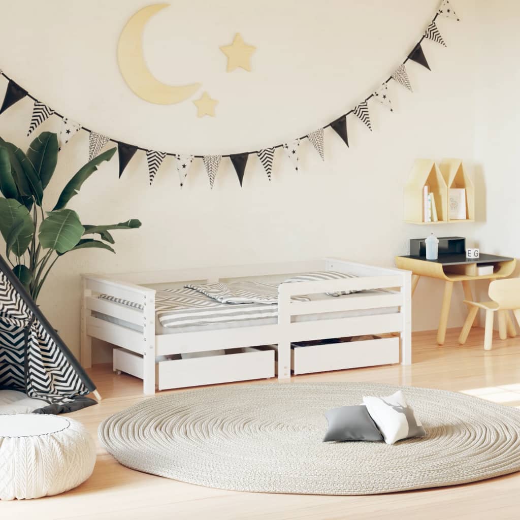 foto del prodotto giroletto bambini con cassetti bianco 70x140cm massello di pinocod mxl 79586