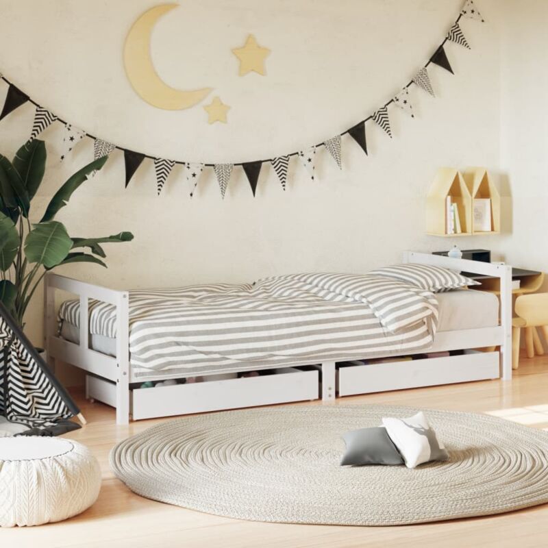 foto del prodotto giroletto bambini con cassetti bianco 80x200cm massello di pino vidaxl