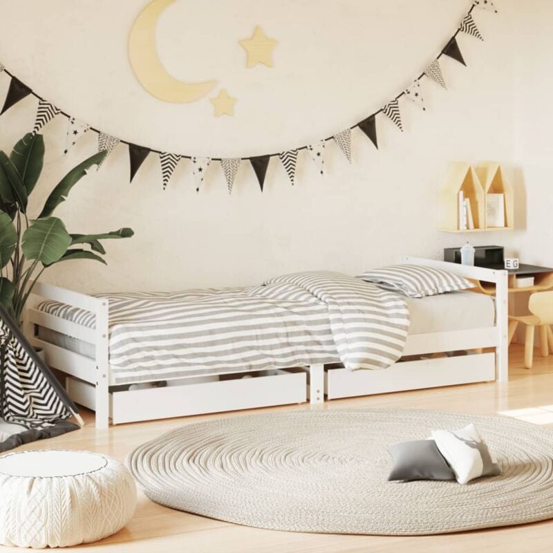 foto del prodotto giroletto bambini con cassetti bianco 80x200cm massello di pino vidaxl