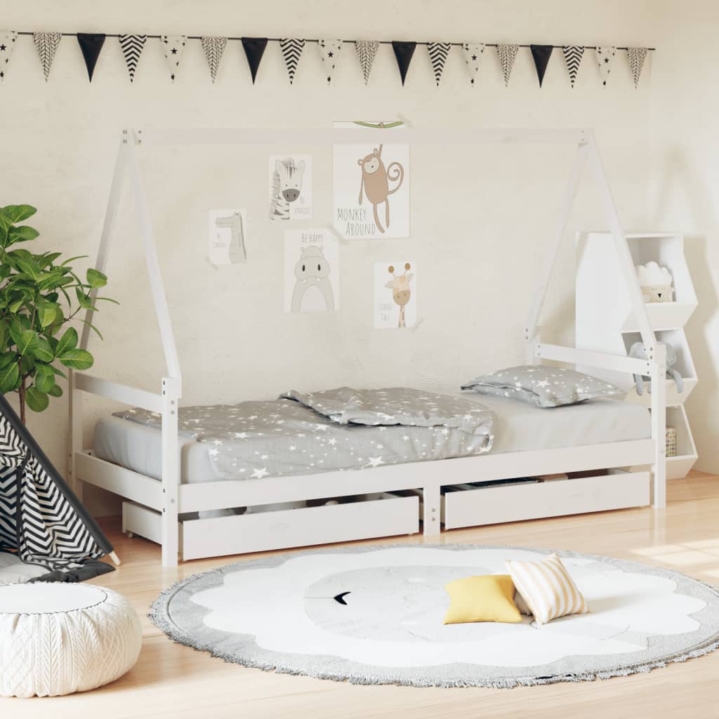 foto del prodotto giroletto bambini con cassetti bianco 90x200cm massello di pinocod mxl 97329
